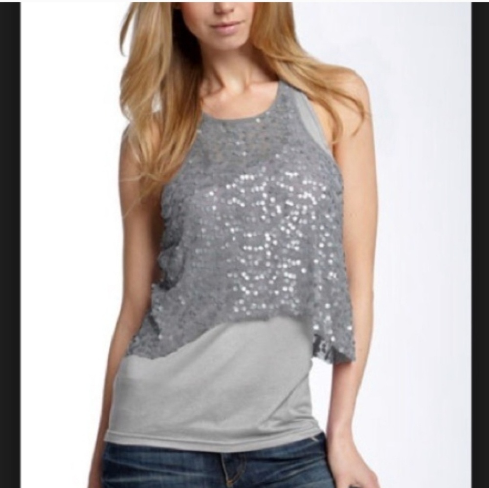 Free People Sequin Mesh High Neck Tank - Picture 3 of 5